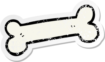 distressed sticker of a cartoon bone png