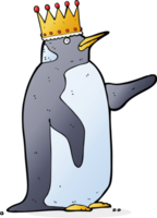 pingouin de dessin animé portant une couronne png