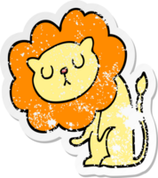 distressed sticker of a cute cartoon lion png