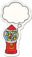 cartoon gumball machine with thought bubble as a printed sticker png