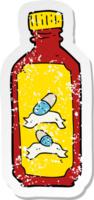 retro noodlijdende sticker van een cartoon oude fles pillen png