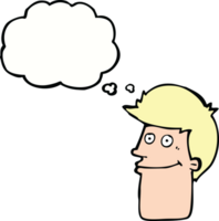 cartoon smiling man with thought bubble png