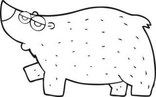 hand drawn black and white cartoon bear png