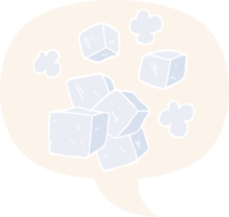 dibujos animados hielo cubitos con habla burbuja en retro estilo png