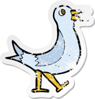 retro distressed sticker of a cartoon walking bird png