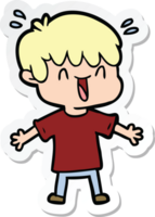 sticker of a cartoon laughing boy png