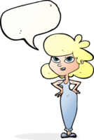 cartoon girl with hands on hips with speech bubble png