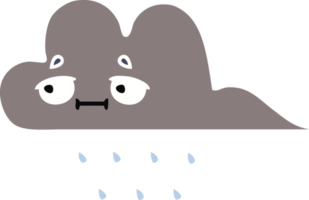 flat color retro cartoon of a storm rain cloud png