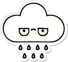 pegatina de una linda nube de lluvia de dibujos animados png