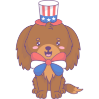 Happy dog in American hat png