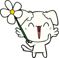 petit chien heureux avec une fleur png