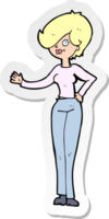 sticker of a cartoon woman waving png