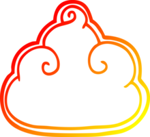 warm gradient line drawing of a cartoon cloud symbol png