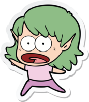 sticker of a cartoon shocked elf girl png