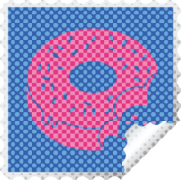 bitten frosted donut square peeling sticker png