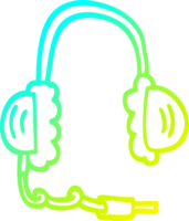 cold gradient line drawing of a cartoon head phones png