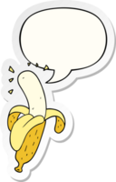 desenho animado banana com discurso bolha adesivo png