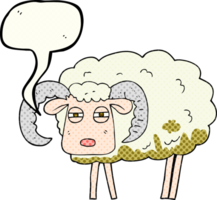 hand drawn comic book speech bubble cartoon ram covered in mud png
