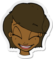 sticker of a cartoon pretty female face png