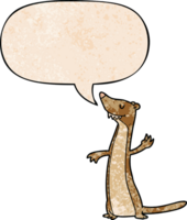 cartoon weasel with speech bubble in retro texture style png