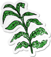 distressed sticker of a quirky hand drawn cartoon vine leaves png