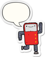 cartone animato robot con discorso bolla etichetta png