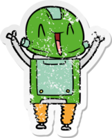 distressed sticker of a cartoon robot png