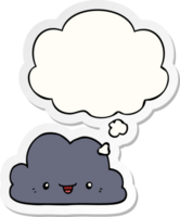 linda dibujos animados nube con pensamiento burbuja como un impreso pegatina png