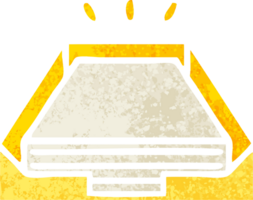 retro illustration style cartoon of a paper stack in tray png