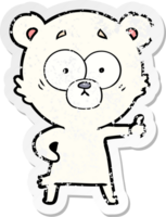 distressed sticker of a nervous polar bear cartoon png