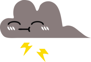 flat color retro cartoon of a storm cloud png