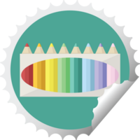 pack of coloring pencils graphic   illustration round sticker stamp png