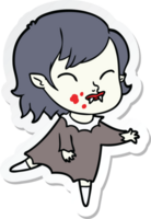 sticker of a cartoon vampire girl with blood on cheek png