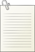 cartoon lined paper with paperclip png