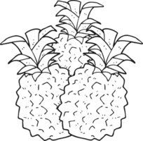 hand drawn black and white cartoon pineapple png