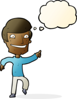 cartoon happy man pointing with thought bubble png