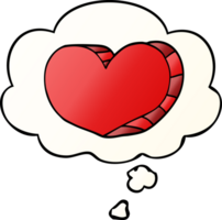 cartoon love heart with thought bubble in smooth gradient style png