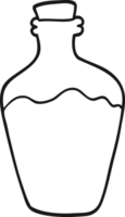 hand drawn black and white cartoon water bottle png