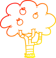 warm gradient line drawing of a cartoon apple tree png