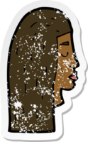 retro distressed sticker of a cartoon female face profile png