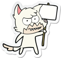 sticker of a cartoon grinning fox with protest sign png