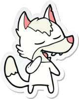 adesivo di un lupo cartone animato che ride png