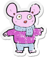 retro distressed sticker of a cartoon mouse in clothes png