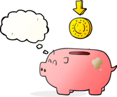 hand drawn thought bubble cartoon piggy bank png