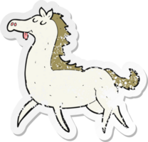 retro distressed sticker of a cartoon horse png