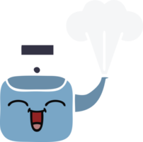 flat color retro cartoon of a steaming kettle png