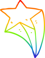 rainbow gradient line drawing of a cartoon shooting star png