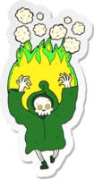 sticker of a cartoon dancing flaming death skeleton png