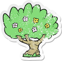 distressed sticker of a cartoon tree png