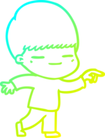 cold gradient line drawing of a cartoon smug boy png